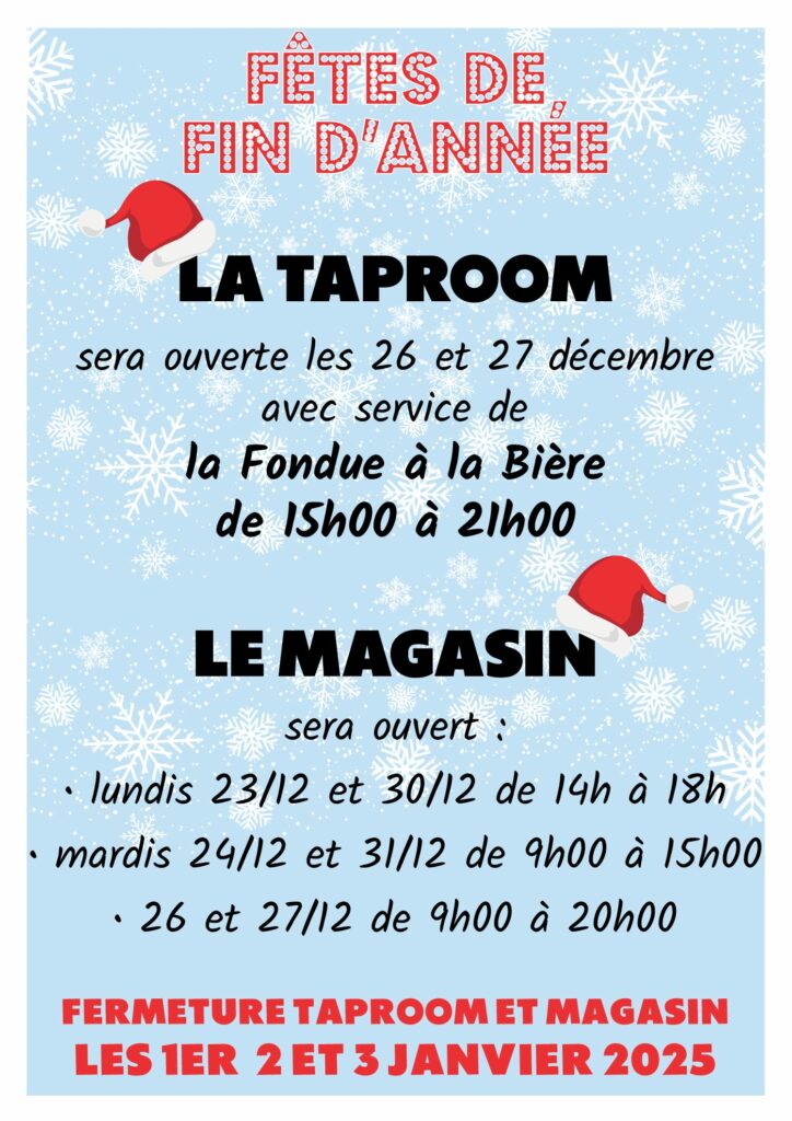 Horaires de fin d'année