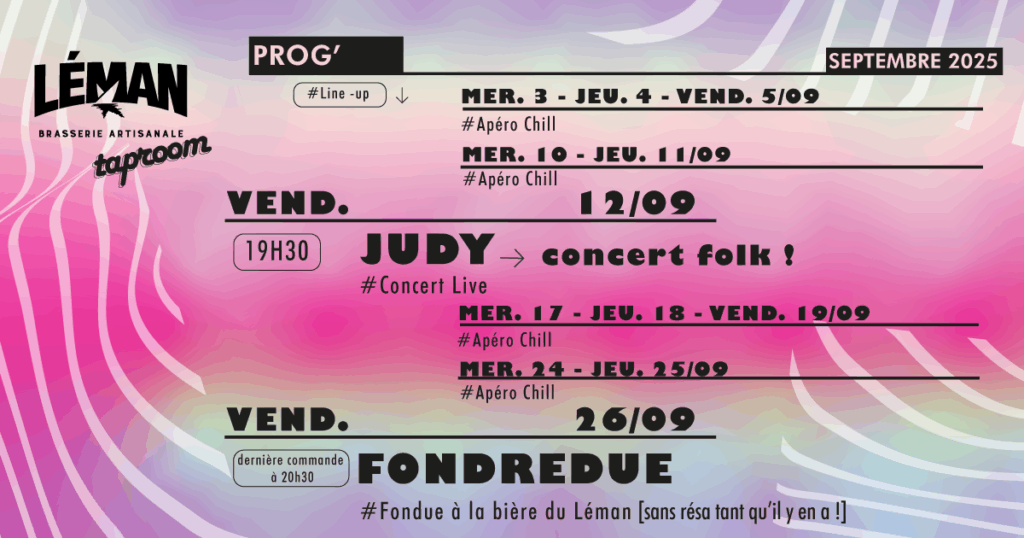 PROGRAMMATION SEPTEMBRE 2025 !