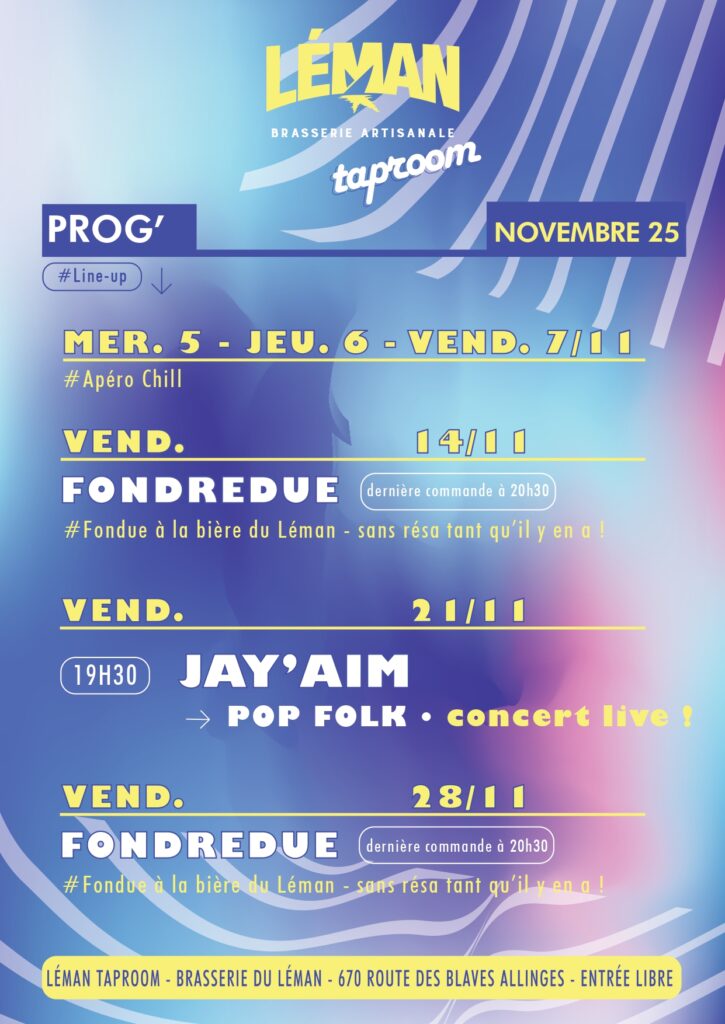 PROGRAMMATION TAPROOM NOVEMBRE 2025