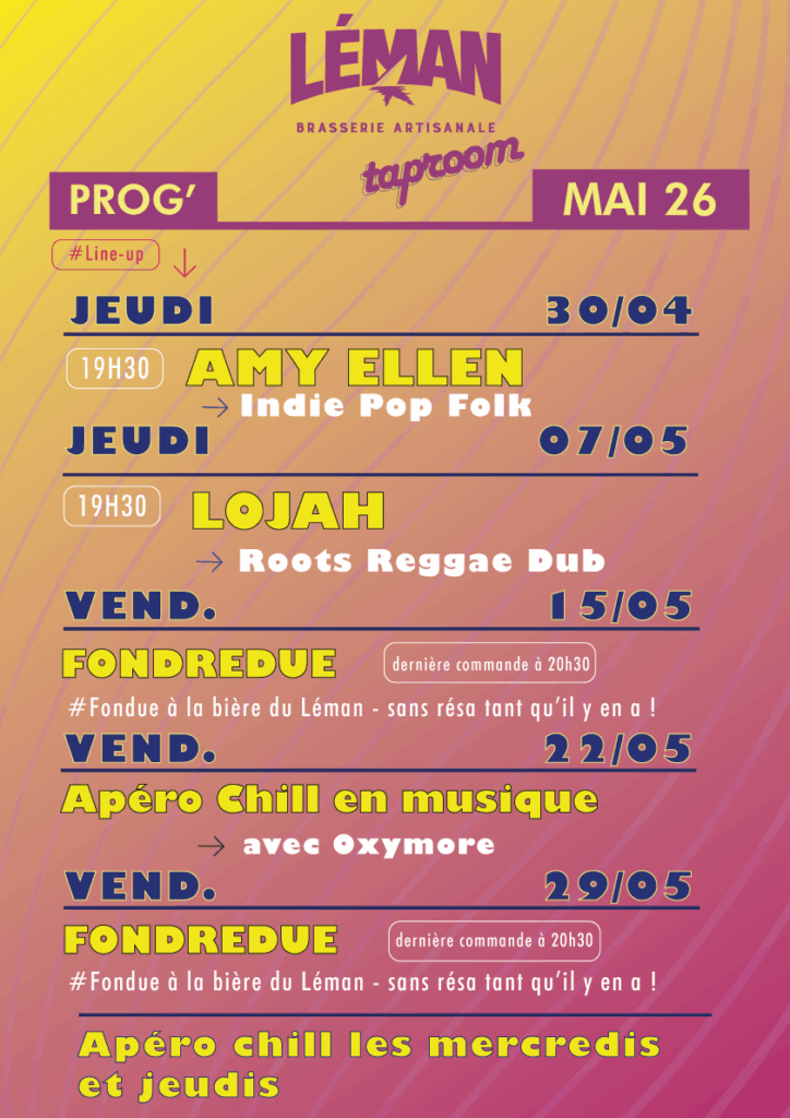 Programme Taproom Mai 2026