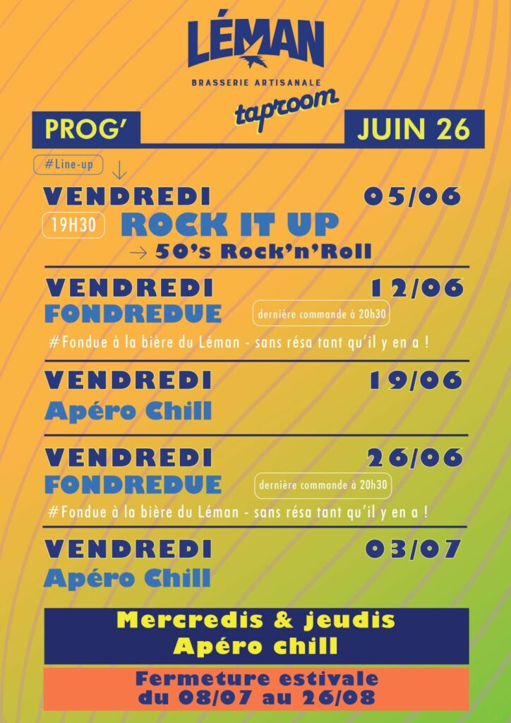 Prog' TapRoom Juin 2026