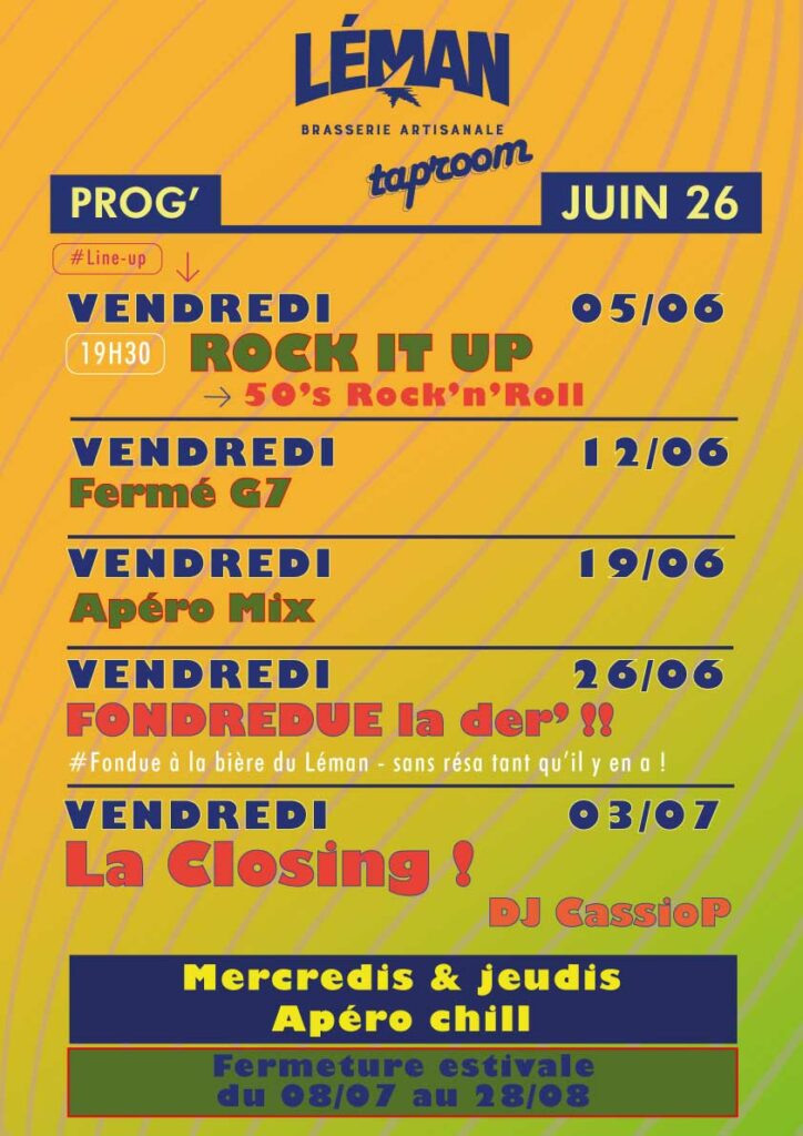 Prog' TapRoom Juin 2026